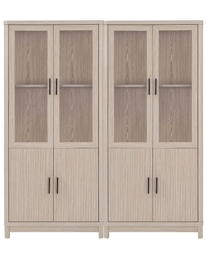 Jodie 2-Piece Bookcase Set with Glass Doors - White