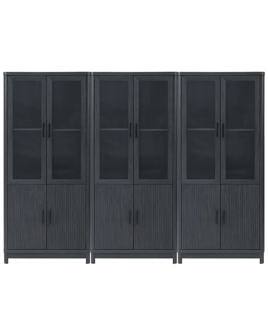 Jodie 3-Piece Bookcase Set with Glass Doors - Charcoal Grey image
