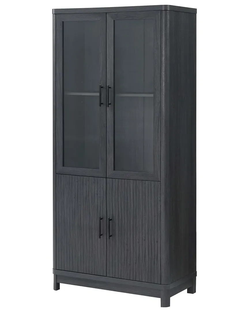 Jodie 67.6in Bookcase with Soft Close Doors - Grey