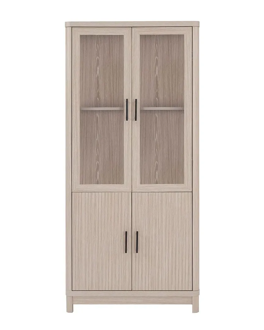 Jodie 67.6in Bookcase with Soft Close Doors - White