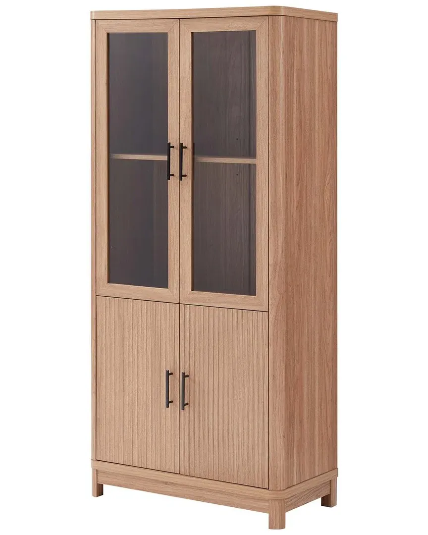 Jodie Bookcase with Glass Doors - Brown