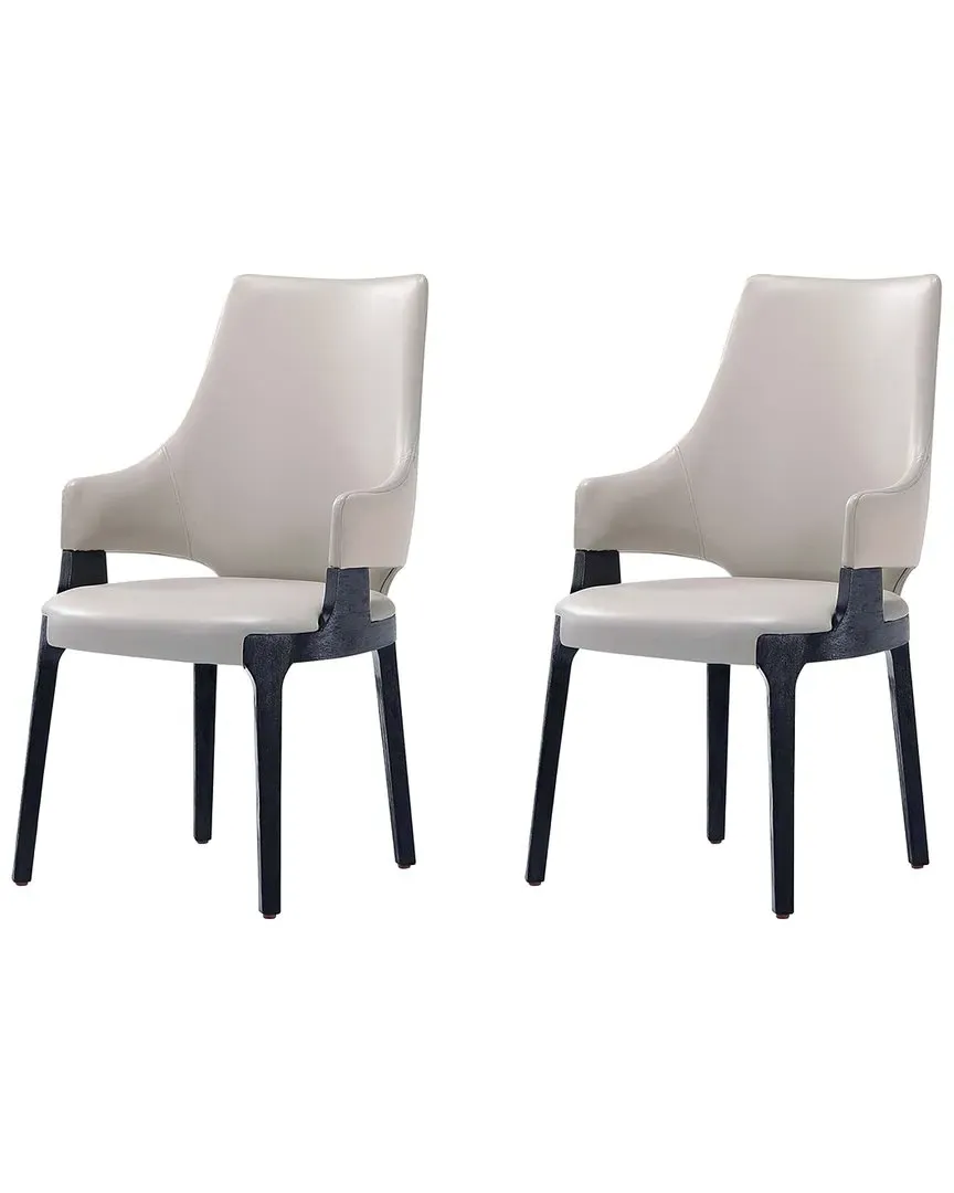 Kara Dining Arm Chair Set of 2 - Grey, Leatherette