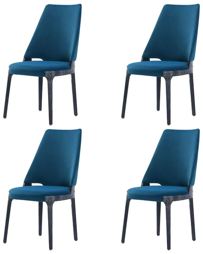 Kara Dining Chair Set - Blue, Velvet