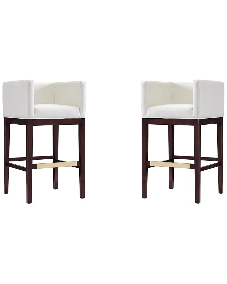 Kingsley Bar Stools Set of 2 - Ivory, Beech Wood