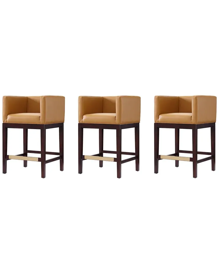 Kingsley Counter Stools Set of 3 - Camel, Beech Wood