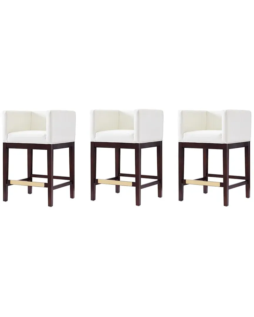 Kingsley Counter Stools Set of 3 - Ivory, Beech Wood