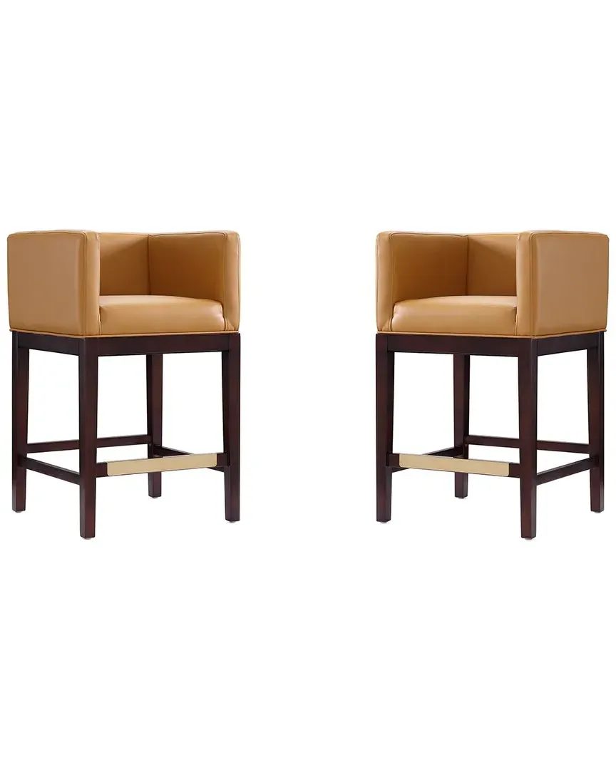 Kingsley Set of 2 Counter Stools - Camel, Beech Wood