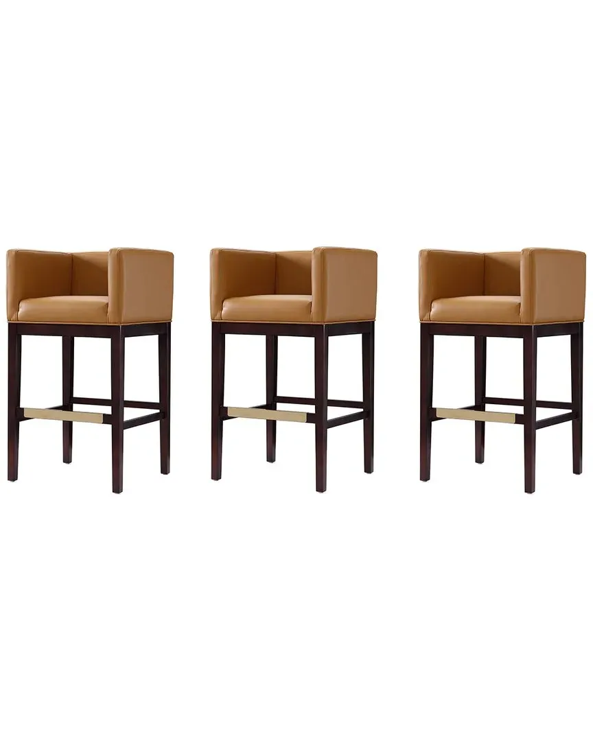 Kingsley Set of 3 Bar Stools - Camel, Beech Wood