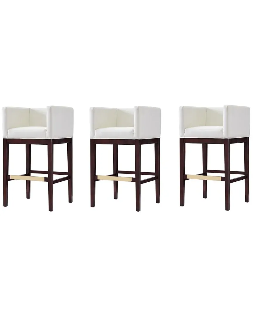 Kingsley Set of 3 Bar Stools - Ivory, Beech Wood