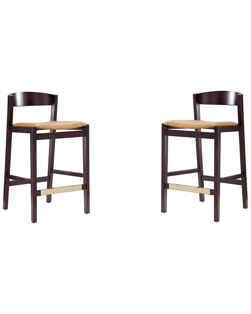 Klismos Set of 2 Counter Stools - Camel, Beech Wood