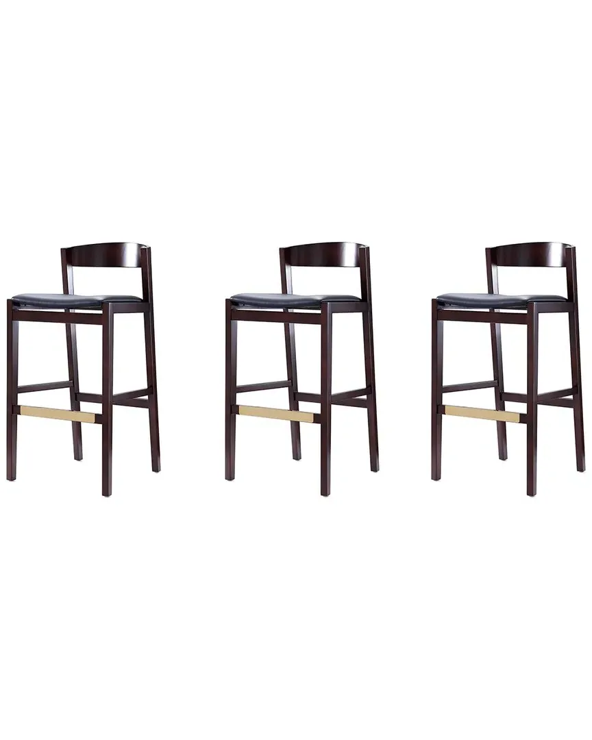 Klismos Set of 3 Bar Stools - Black, Beech Wood image