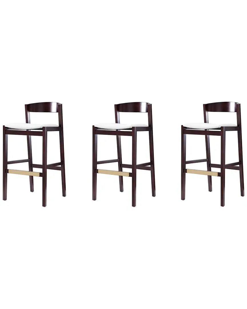 Klismos Set of 3 Bar Stools - Ivory, Beech Wood