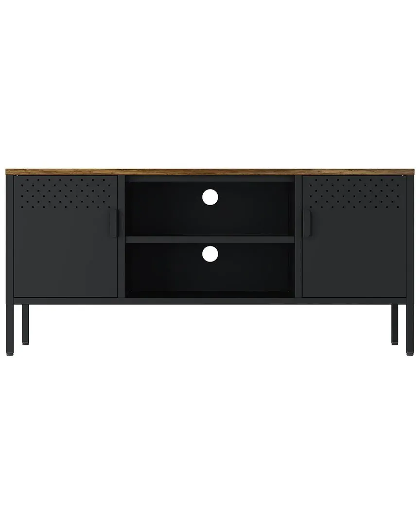 Landen 47in TV Stand with 6 Fixed Shelves - Black, Steel image