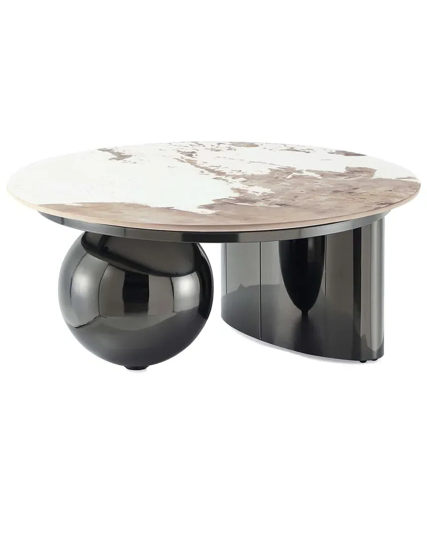 Laurel Round Coffee Table - Black, Sintered Stone image
