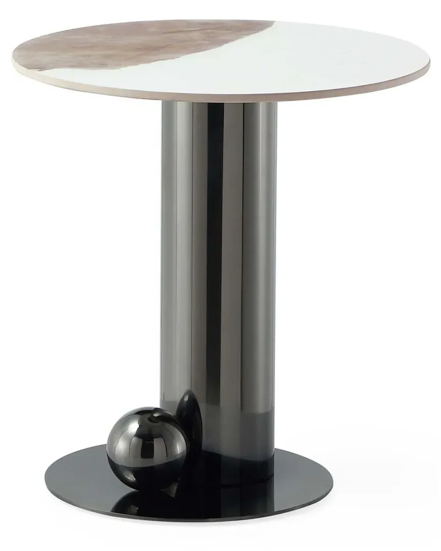 Laurel Round End Table - Black, Sintered Stone image