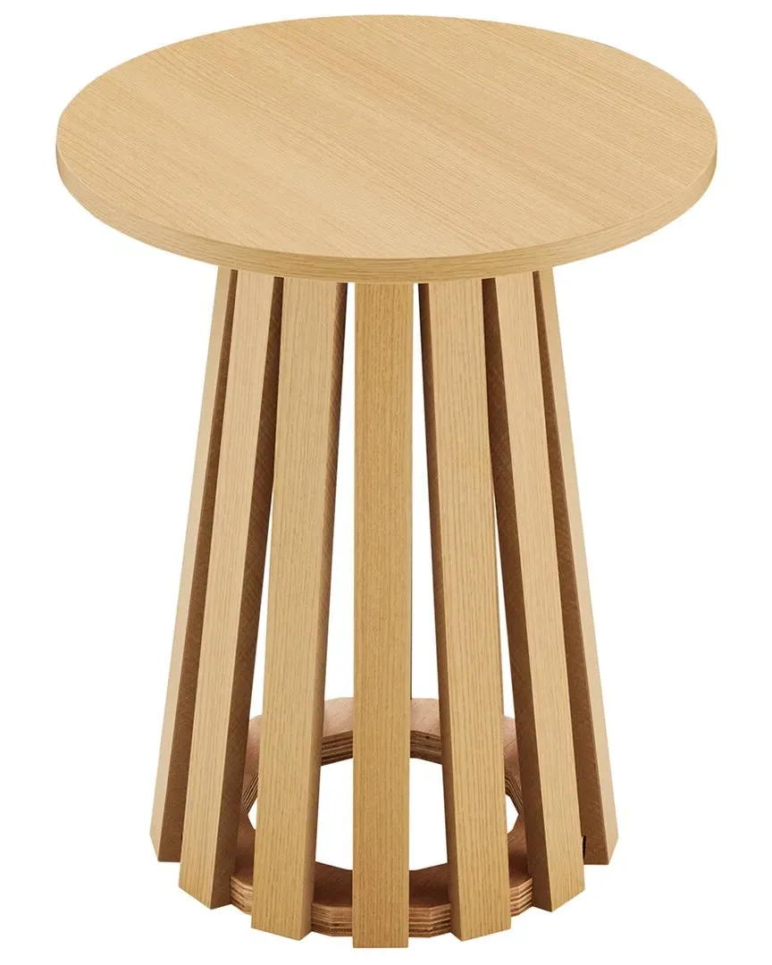 Layla Round End Table - Natural Oak, MDF