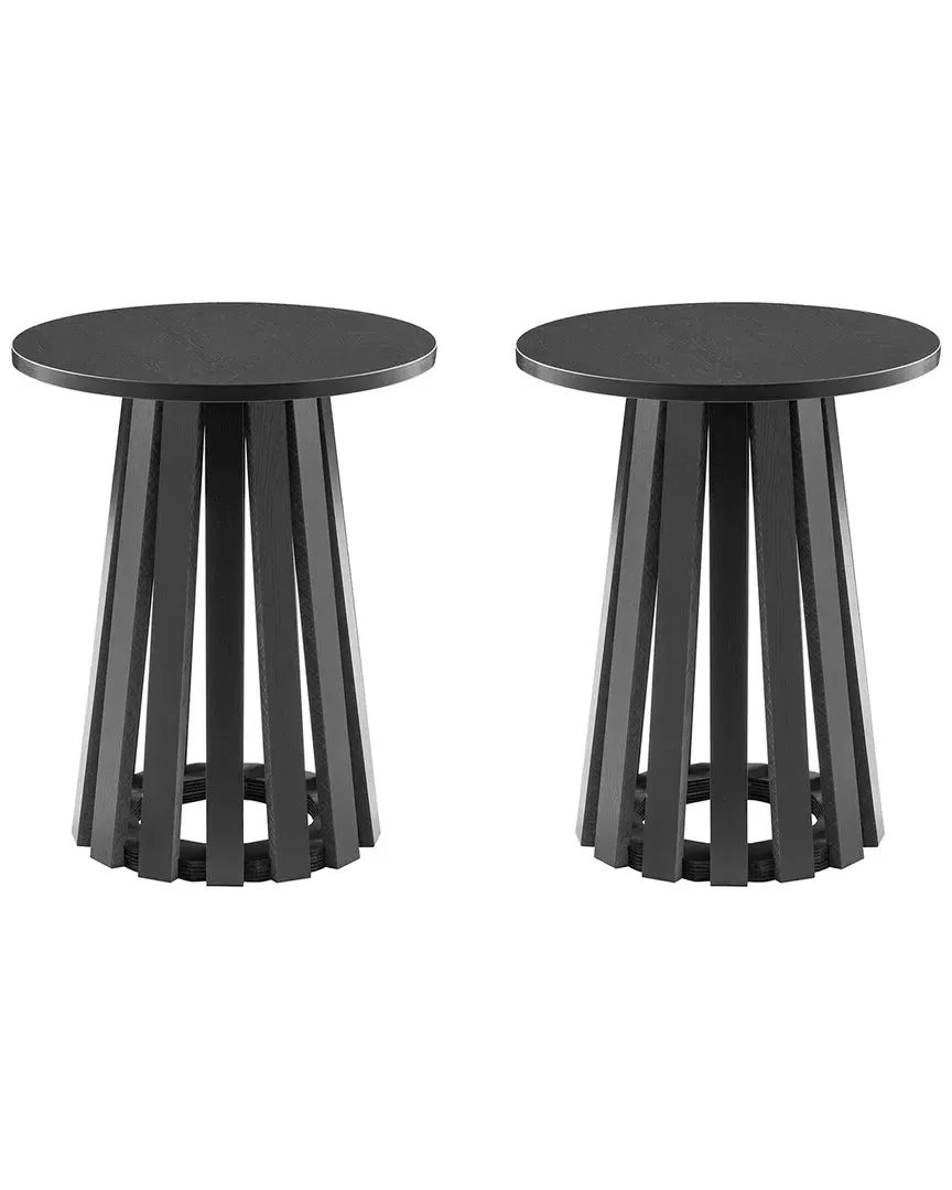 Layla Round End Table Set of 2 - Black, MDF