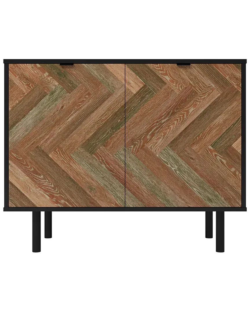 Liam Accent Cabinet with 2 Shelves - Black, Wood Print