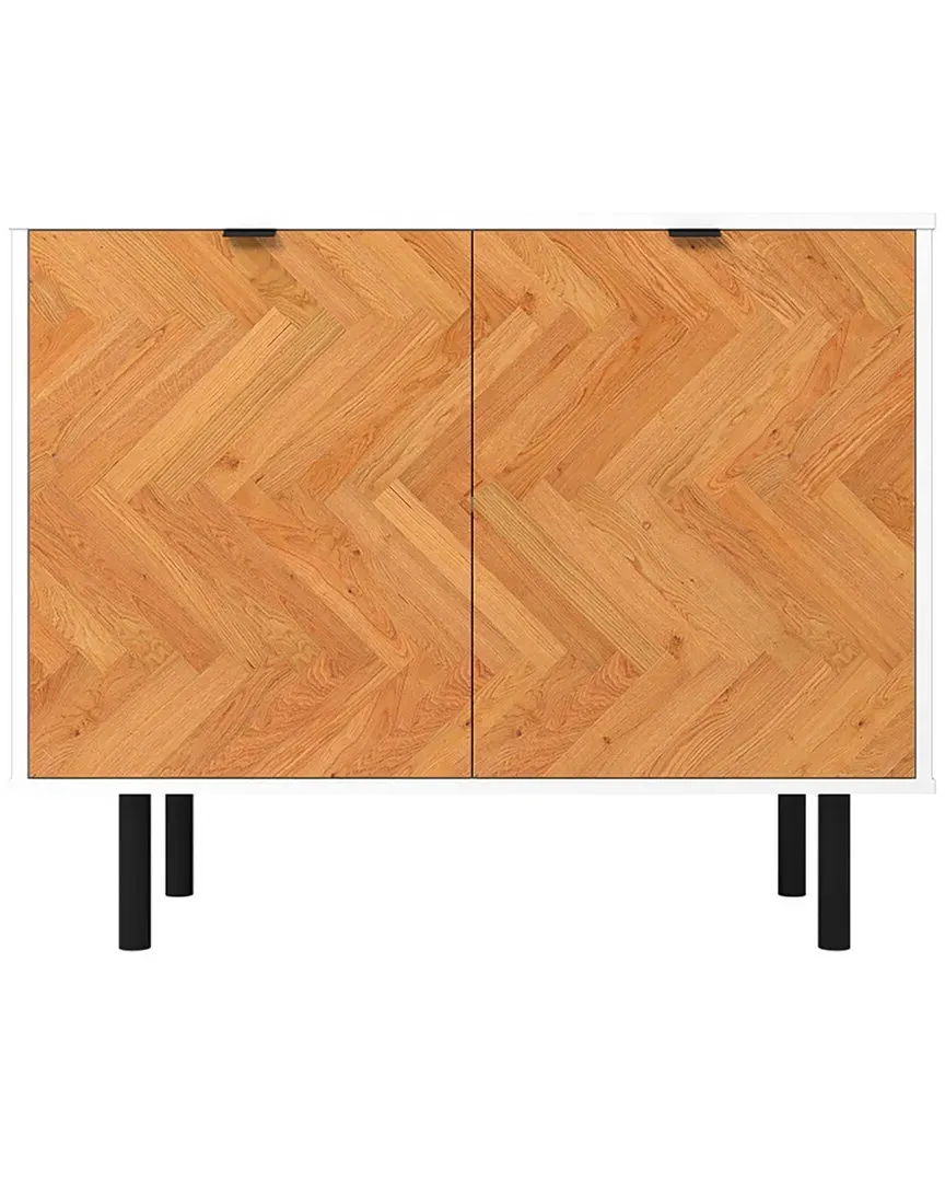 Liam Accent Cabinet with 2 Shelves - White, Wood Print