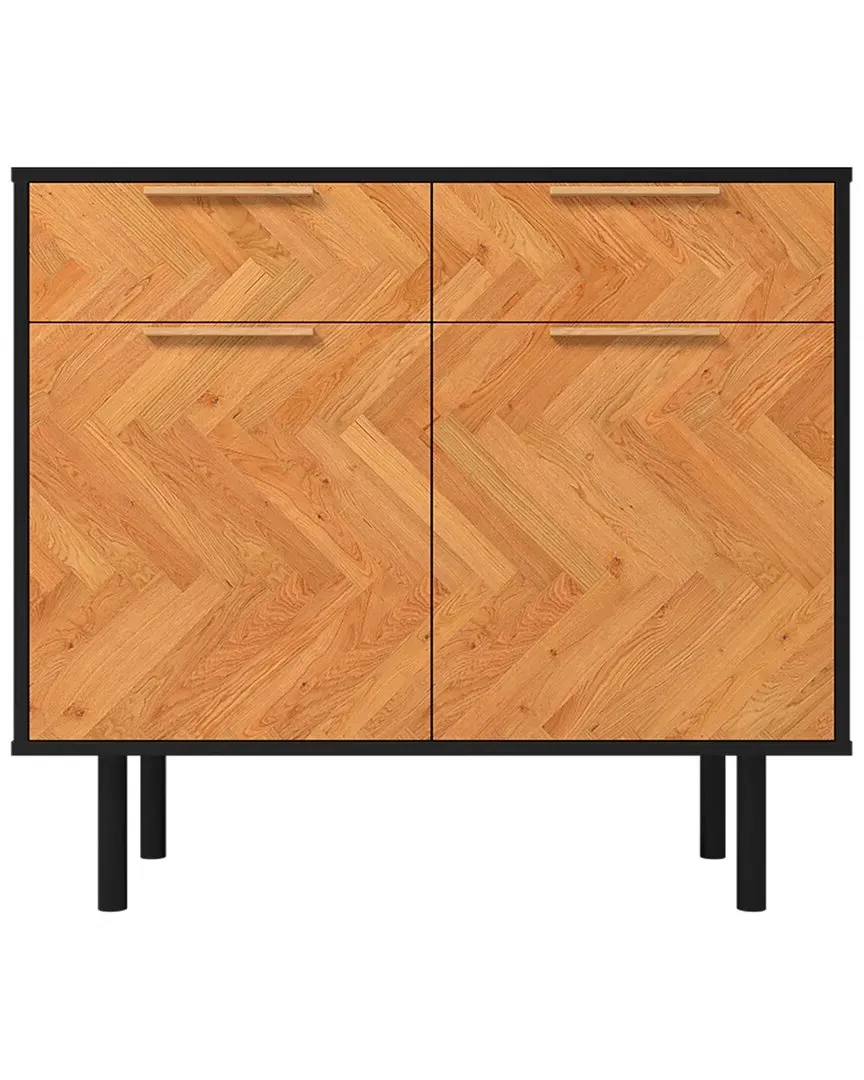 Liam Sideboard with 4 Shelves - Black, Wood Print