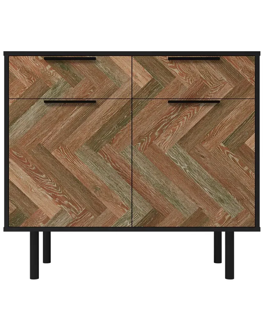 Liam Sideboard with 4 Shelves - Black, Wood Print