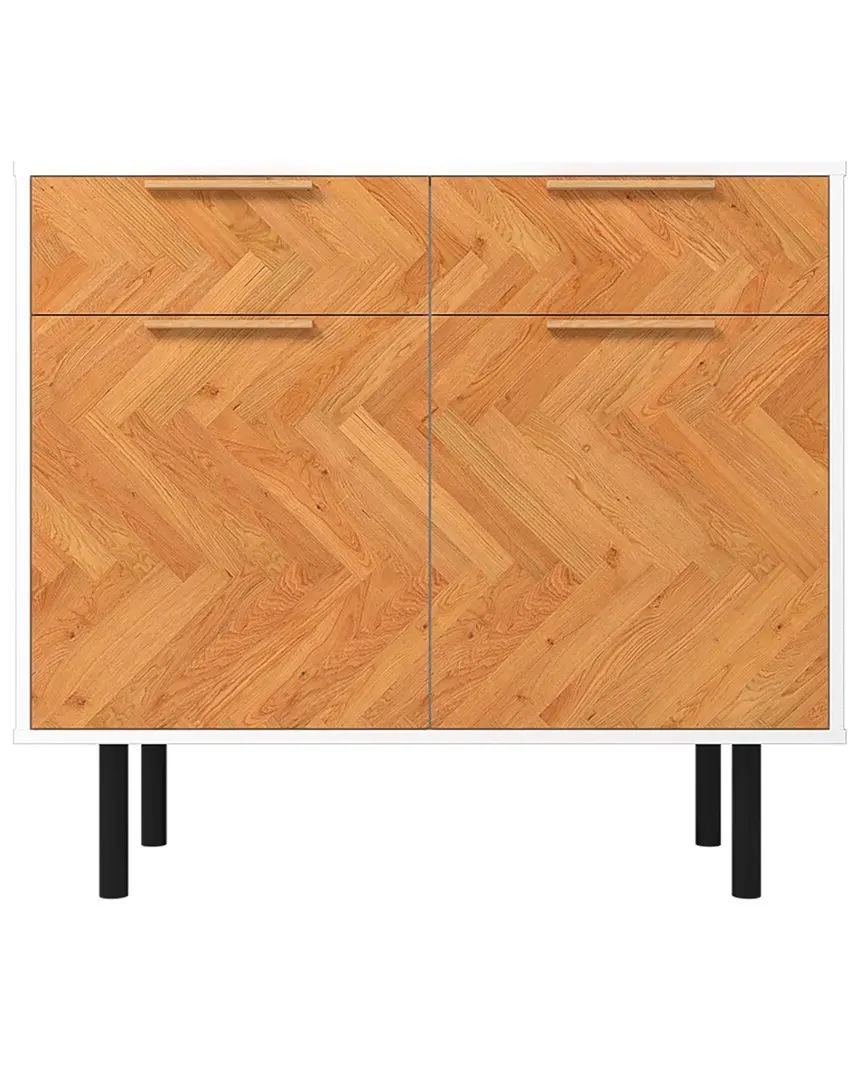 Liam Sideboard with 4 Shelves - White, Wood Print