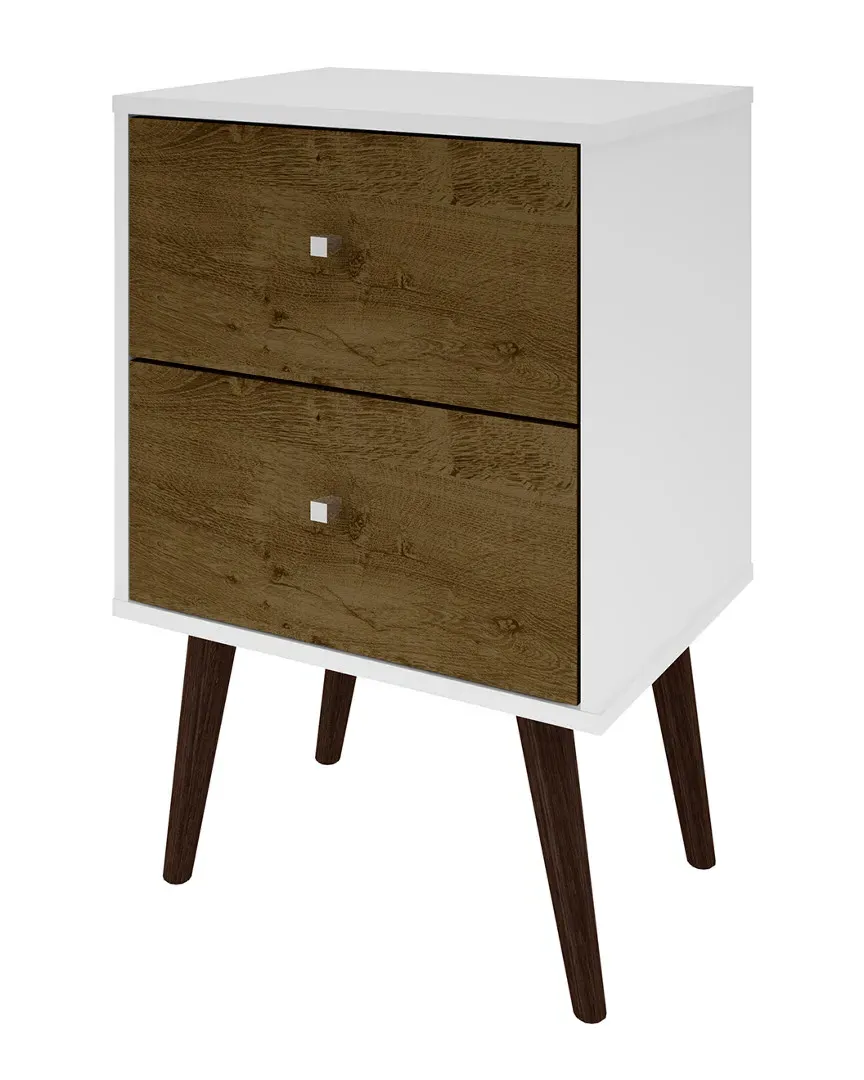 Liberty Nightstand with Drawer - White, Rustic Brown
