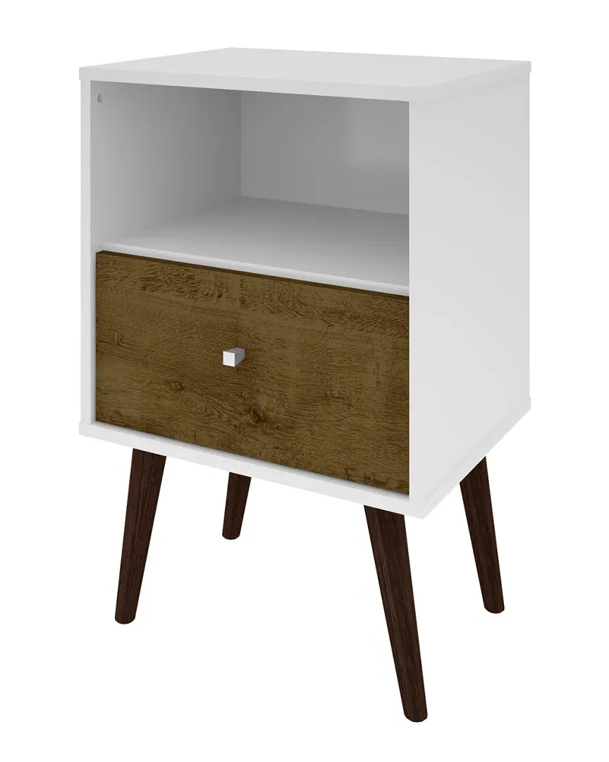 Liberty Nightstand with Drawer - White, Rustic Brown