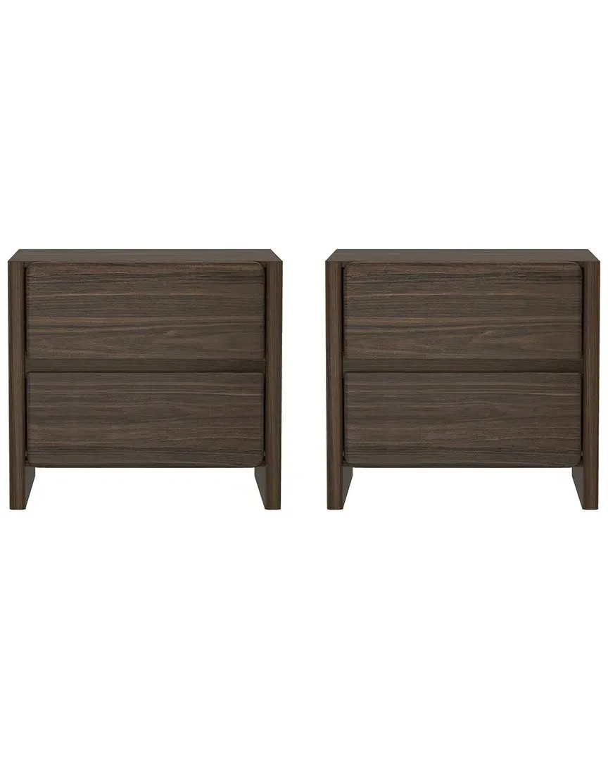 Linda 2-Drawer Nightstand - Walnut Brown, MDF