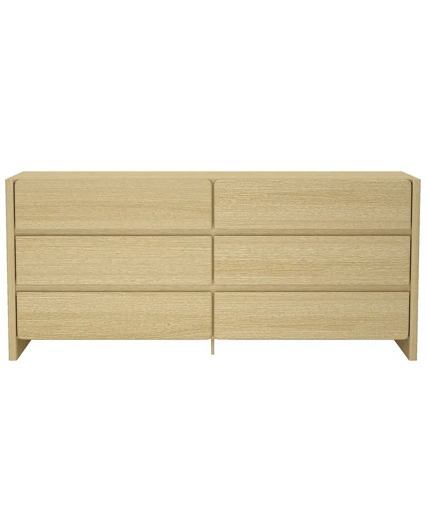 Linda Double Wide 6-Drawer Dresser - Natural Oak