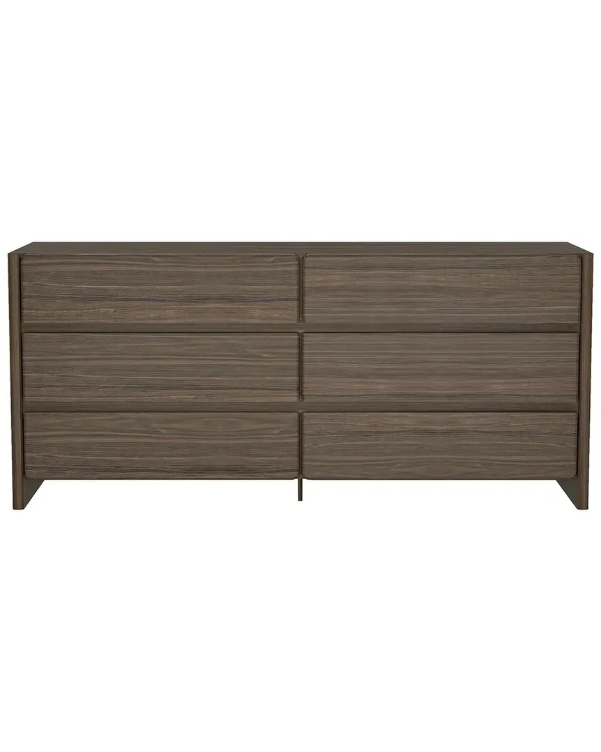 Linda Double Wide 6-Drawer Dresser - Walnut Brown