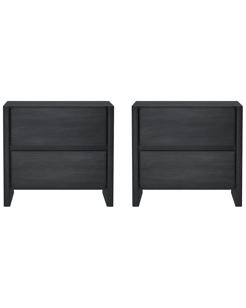 Linda Set of 2 Nightstands with 2 Drawers - Charcoal Grey, MDF image