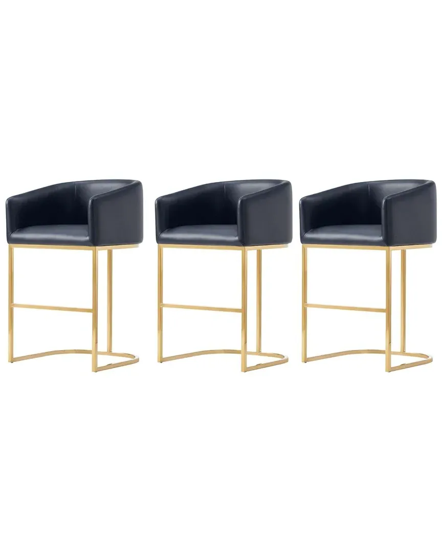 Louvre Counter Stool with Backrest - Black, Leatherette