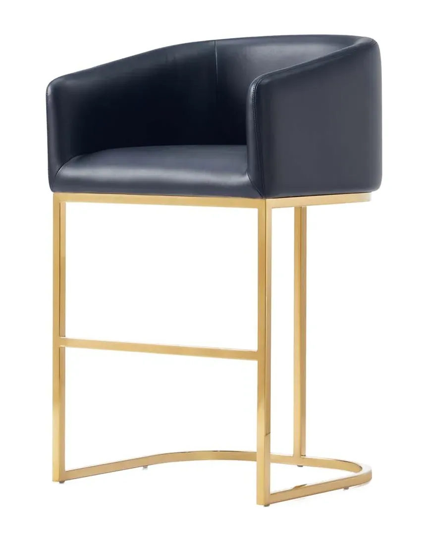 Louvre Counter Stool with Backrest - Black, Leatherette image