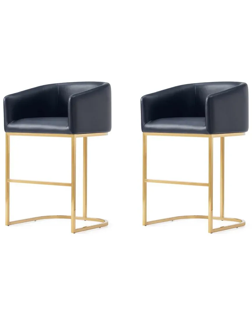 Louvre Counter Stool with Backrest - Black, Leatherette