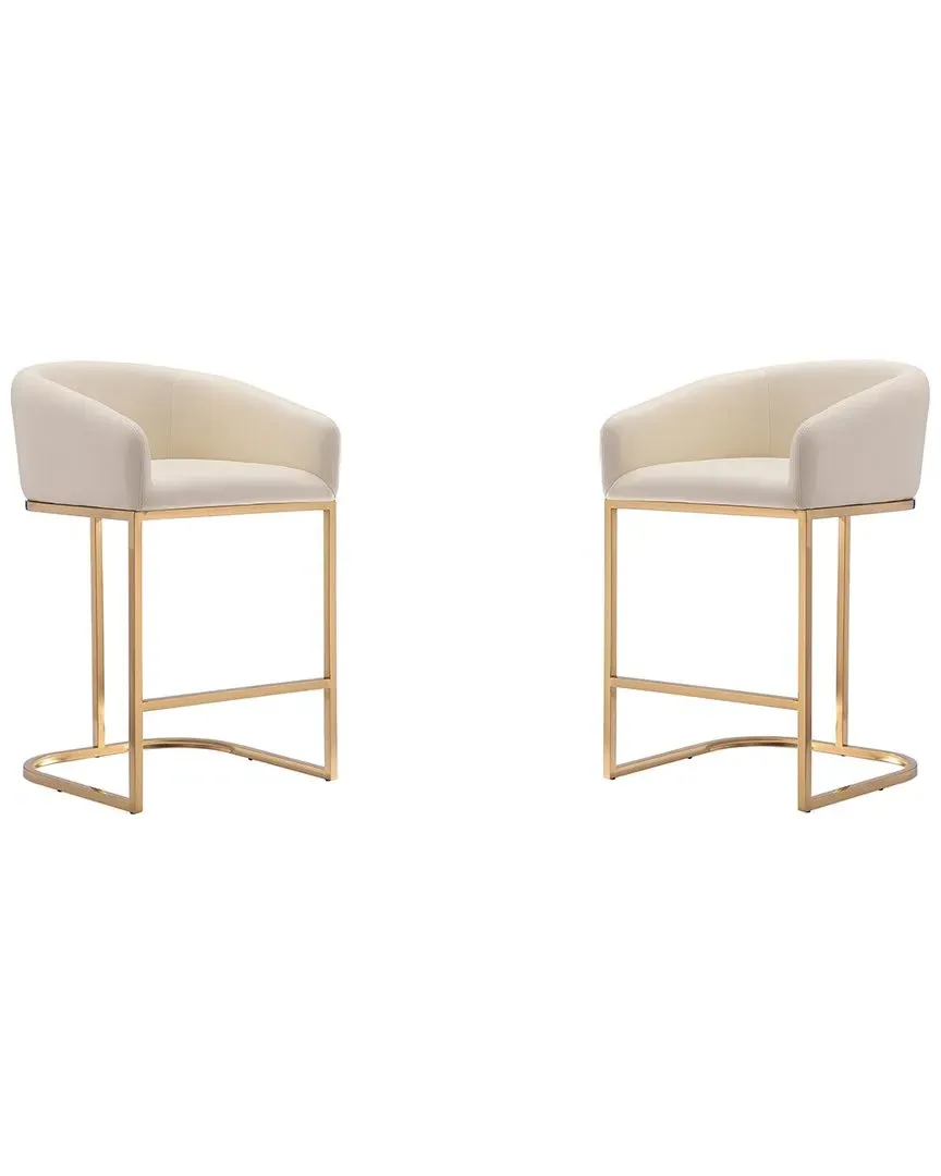 Louvre Set of 2 Counter Stools - Cream, Stainless Steel image