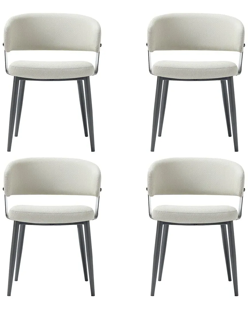 Luce Set of 4 Textured Leatherette Dining Chairs - Oatmeal