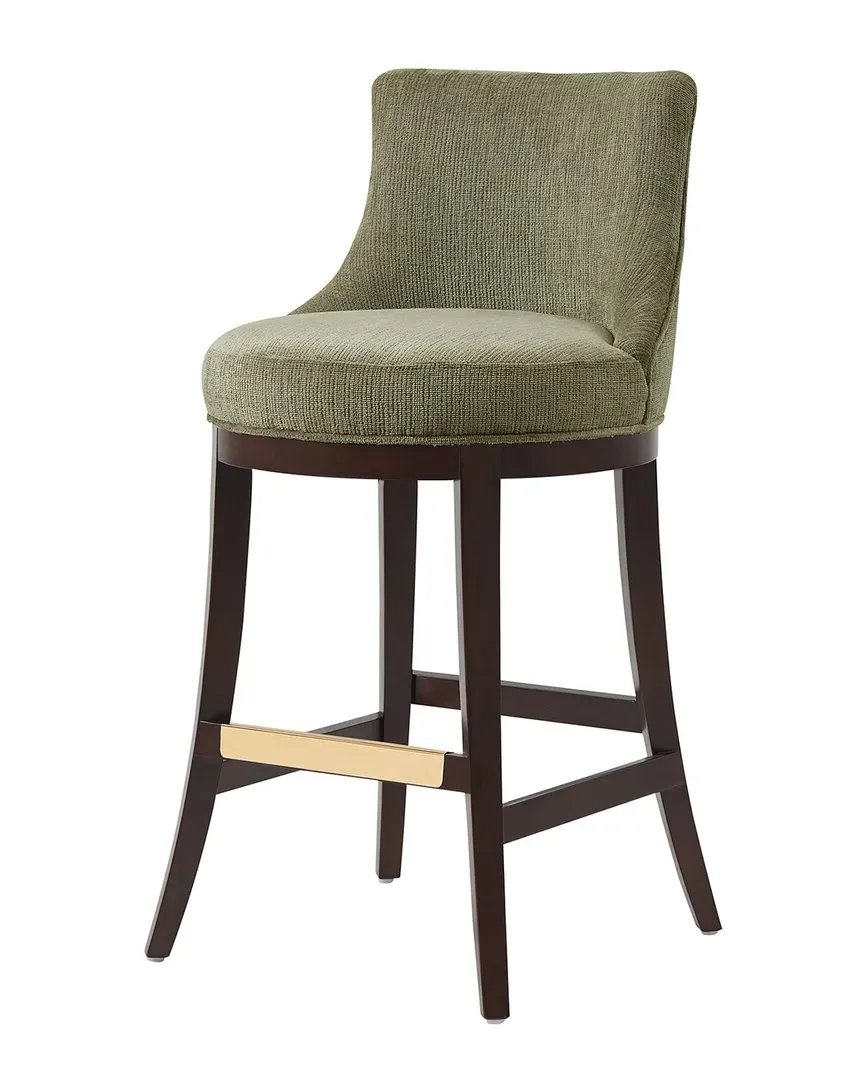 Lucia Chenille Barstool with Beech Wood Legs - Leaf Green image