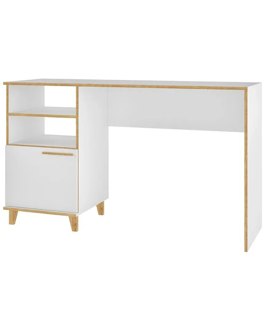 Minetta 2-Shelf Mid-Century Office Desk - White image