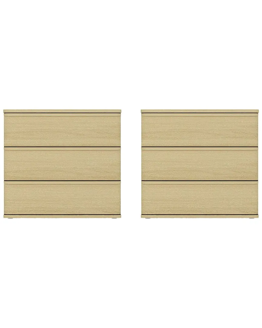 Molly Set of 2 Nightstands with 6 Drawers - Natural Oak