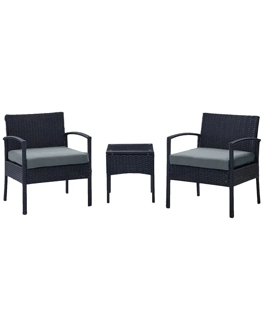 Noli 2-Person Patio Seating Group with End Table - Black, Steel image