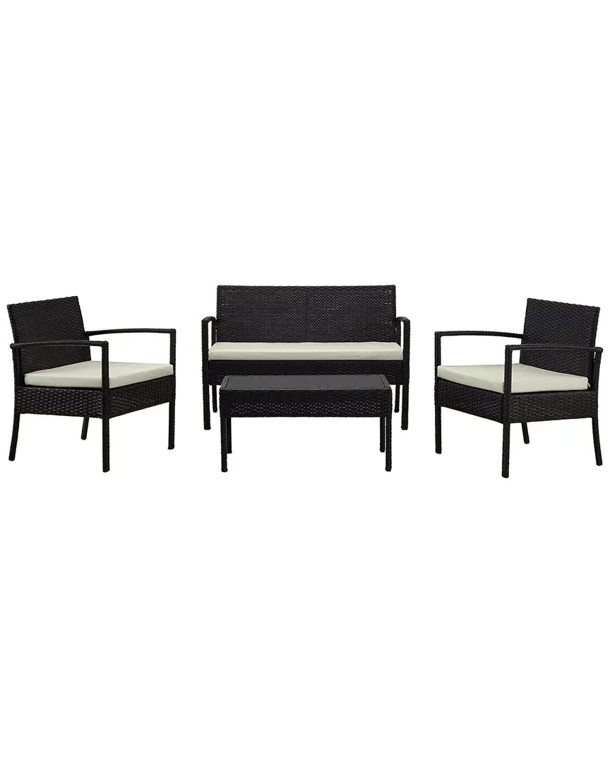 Noli 4-Person Patio Conversation Set with Coffee Table - Black image