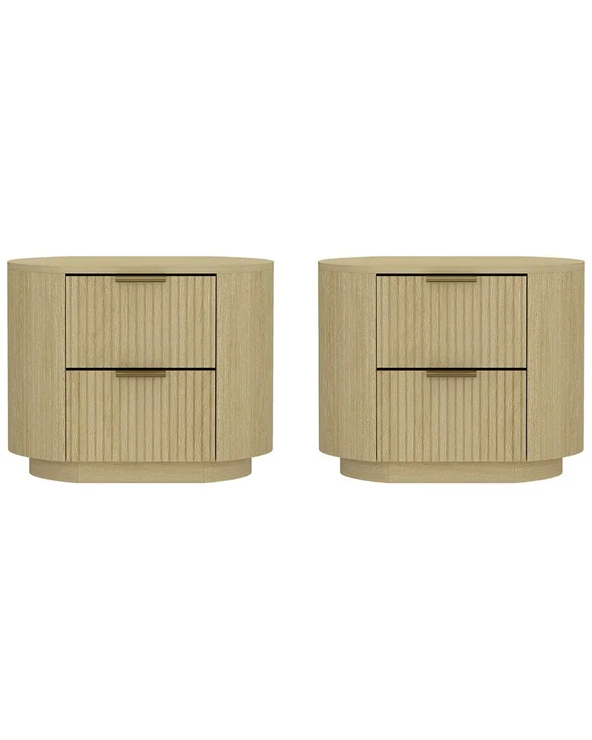 Olivia 2-Drawer Nightstand - Natural Oak, MDF