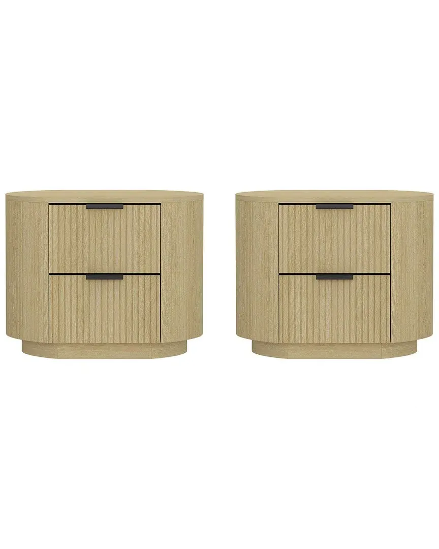 Olivia Set of 2 Nightstands with 4 Drawers - Natural Oak, MDF image