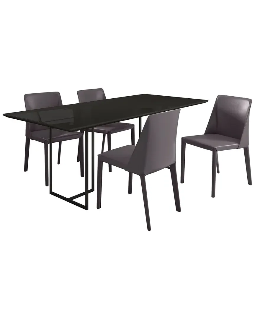 Paris Dining Chair - Grey, Saddle Leather