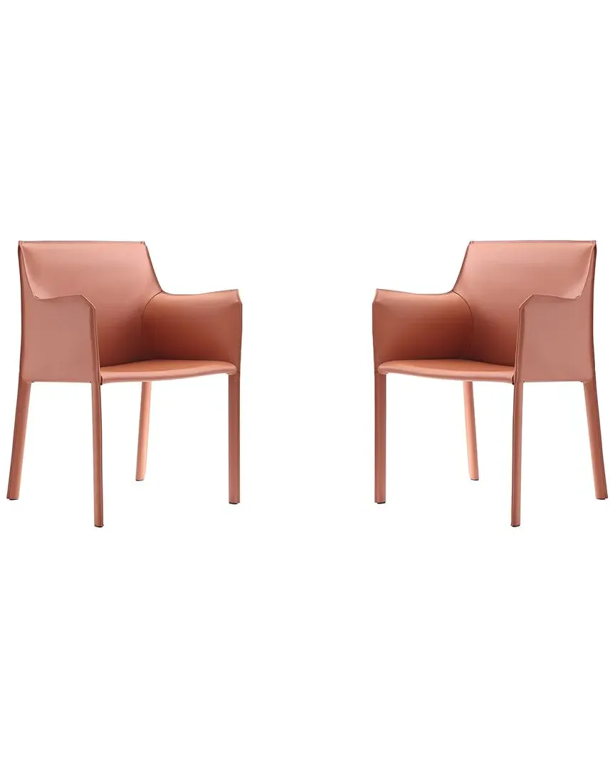 Paris Set of 2 Dining Armchairs - Clay, Saddle Leather image