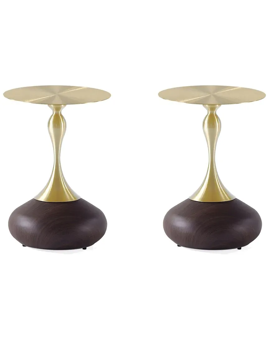 Patchin Round End Table - Brown, Gold image