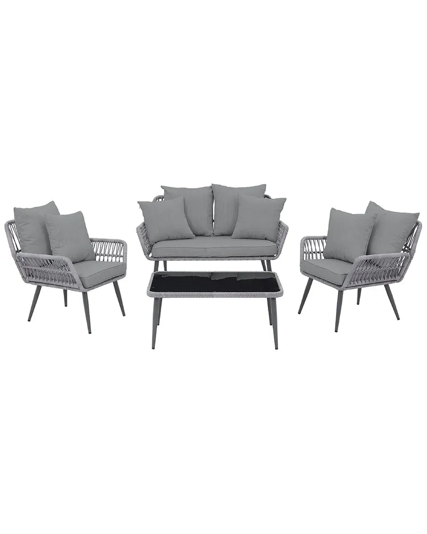 Portofino 4-Person Patio Conversation Set with Coffee Table - Grey