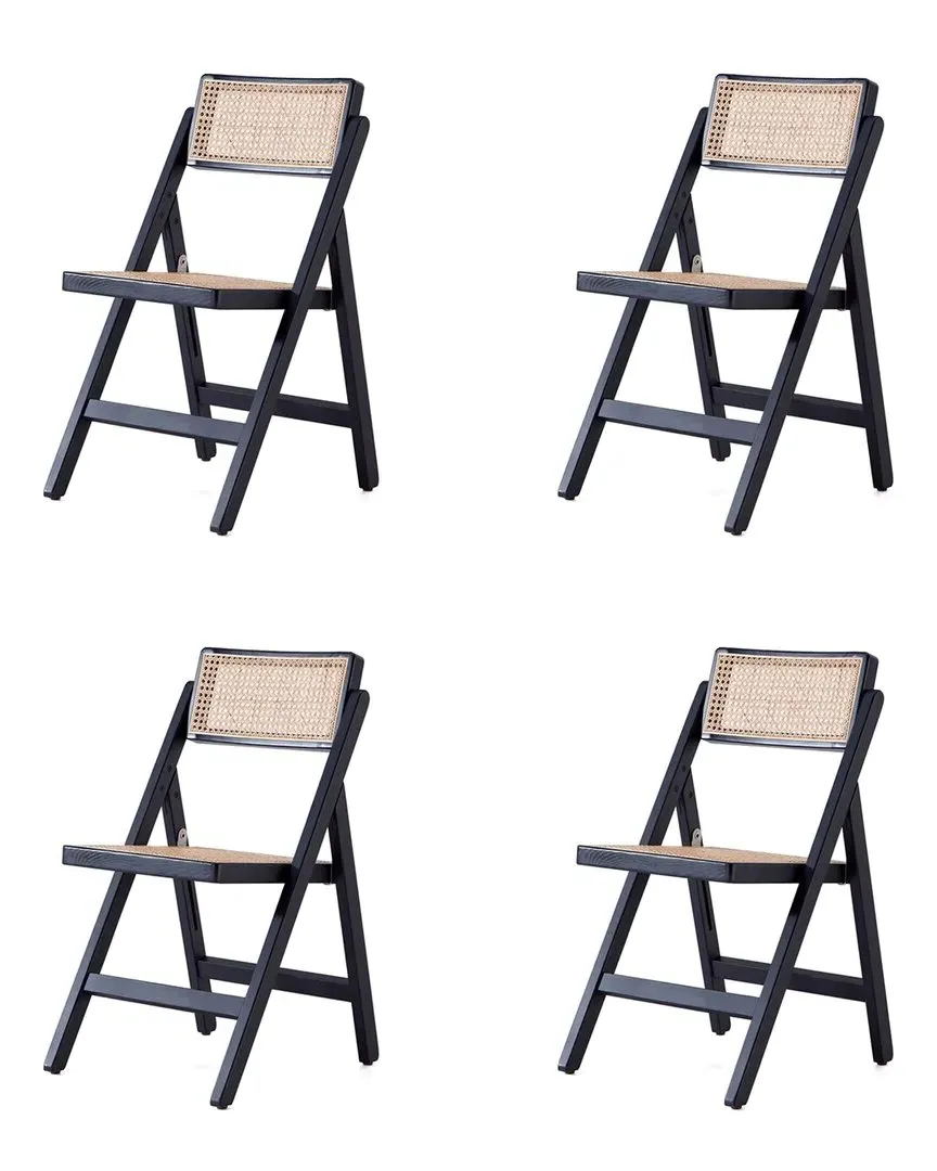 Pullman Set of 4 Folding Dining Chairs - Black, Ash Wood image