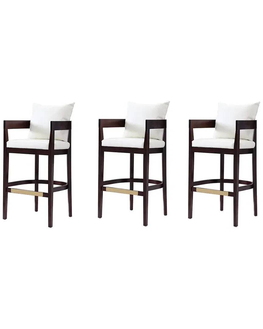 Ritz Bar Stools Set of 3 - Ivory, Beech Wood